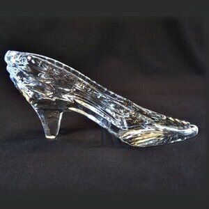 Crystal Princess Slipper Sculpture Vintage Cinderella Shoe Figurine  7"x2.5"x3"